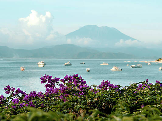 Wall Art - Photograph - View At Agung Volcano From Lembongan Island by Cavan Images / Konstantin Trubavin