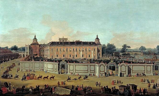 Wall Art - Painting - 'View of Aranjuez Palace', 1756, Italian School, Oil on canvas, 68 cm x 1... by Francesco Battaglioli -c 1722-c 1796-