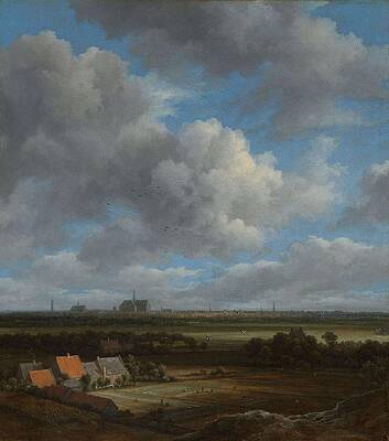 Wall Art - Painting - View of Haarlem from the Northwest, with the Bleaching Fields in the Foreground. by Jacob Isaacksz van Ruisdael -1628-1682-
