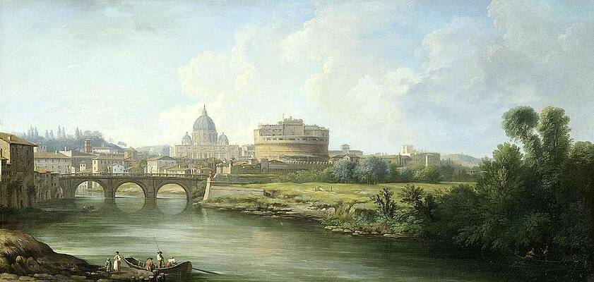 Wall Art - Painting - View of the Castel Sant'Angelo in Rome. by Pierre Antoine Demachy -attributed to- Caspar van Wittel -rejected attribution-