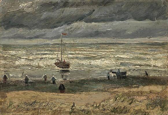 Wall Art - Painting - View of the Sea at Scheveningen. by Vincent van Gogh -1853-1890-