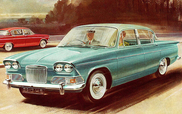 Wall Art - Drawing - Vintage Blue Car by CSA Images