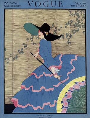 Wall Art - Painting - Vintage Vogue Cover Of A Woman In A Tiered Blue by E M A Steinmetz