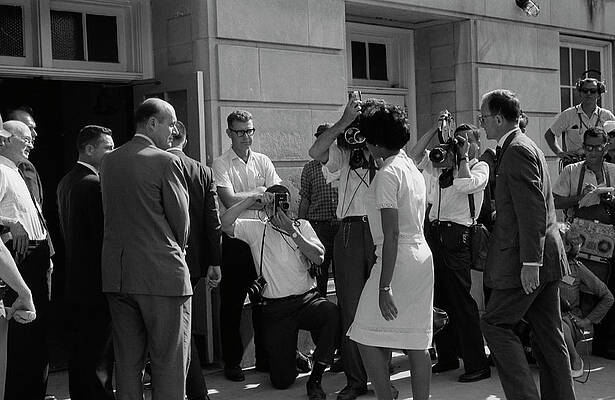 Wall Art - Painting - Vivian Malone entering Foster Auditorium to register for classes at the University of Alabama by Unknown