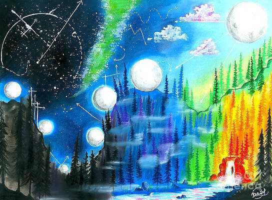 Wall Art - Drawing - Walking Moons by Ben Graf