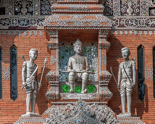 Wall Art - Photograph - Wat Lok Molee King Mengrai Wihan King Mengrai and Guards DTHCM2557 by Gerry Gantt