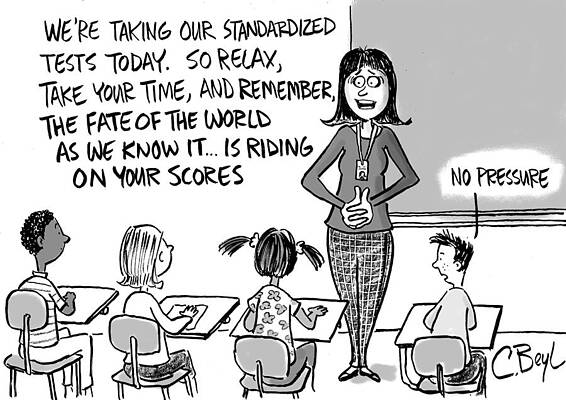 Wall Art - Drawing - We're Taking Our Standardized Tests Today. So Relax, Take by Charles Beyl