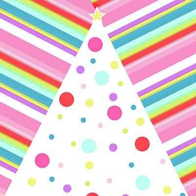 Wall Art - Mixed Media - Whimsical Pink Striped Tree by Sd Graphics Studio