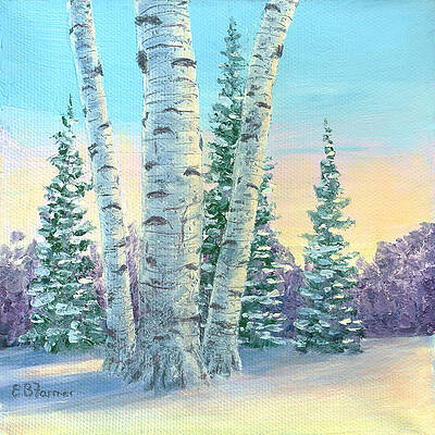 White Birch Winter Twilight by Elaine Farmer White Birch Winter Twilight by Elaine Farmer