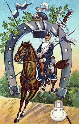 Wall Art - Painting - White Uhlan - German Soldier Postcard circa 1909-1913 by