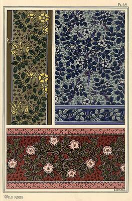 Wall Art - Drawing - Wild rose for wallpapers, borders and fabrics. Lithograph by E. Hervegh. by Album