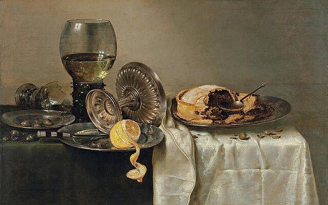 Wall Art - Painting - Willem Claesz. Heda -Haarlem, 1593/94-1680-. Still Life with Fruit Pie and various Objects -1634-... by Willem Claeszoon Heda -c 1594-c 1680-