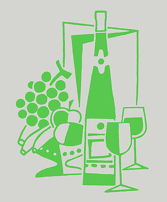Wall Art - Drawing - Wine, Fruit and Glasses by CSA Images