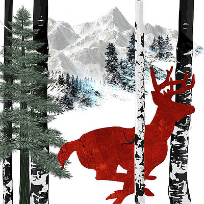 Wall Art - Mixed Media - Winter Deer by Lightboxjournal
