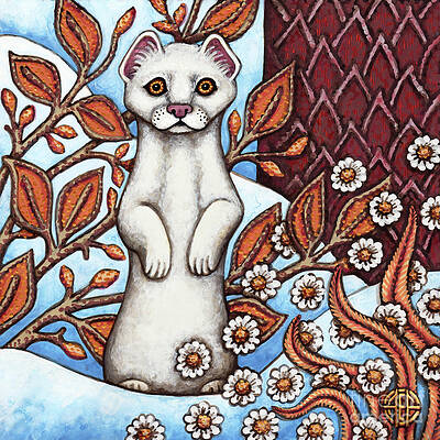 Wall Art - Painting - Winter Weasel by Amy E Fraser