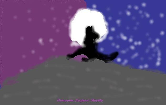Wall Art - Digital Art - Wolf Howling at the Moon by Chante Moody