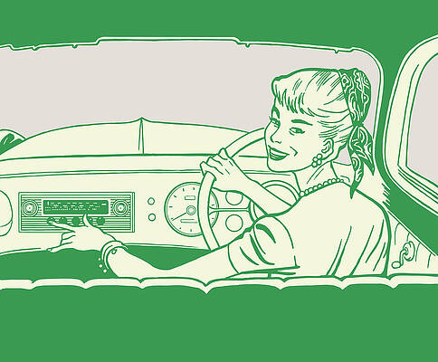 Wall Art - Drawing - Woman Driving a Car by CSA Images