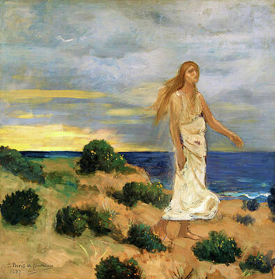 Woman On Beach Paintings Fine Art America