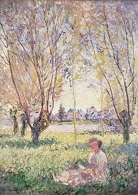 Wall Art - Painting - Woman Seated Under The Willows By Monet by Artist - Claude Monet
