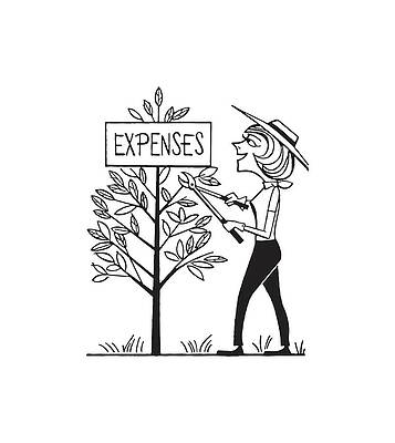 Wall Art - Drawing - Woman Trimming Branches of Her Money Tree Expenses by CSA Images