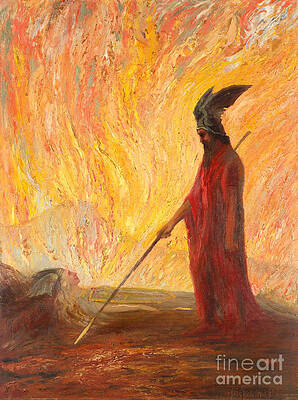 Wotans Farewell And Magic Fire. Artist Print by Heritage Images
