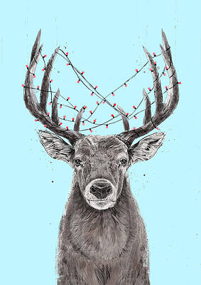 Wall Art - Drawing - Xmas deer II by Balazs Solti