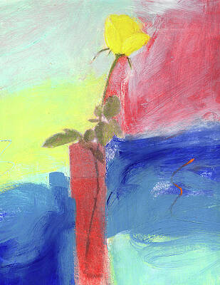 Wall Art - Painting - Yellow Rose 2003 Patricia Brown (20th by Patricia S. Brown