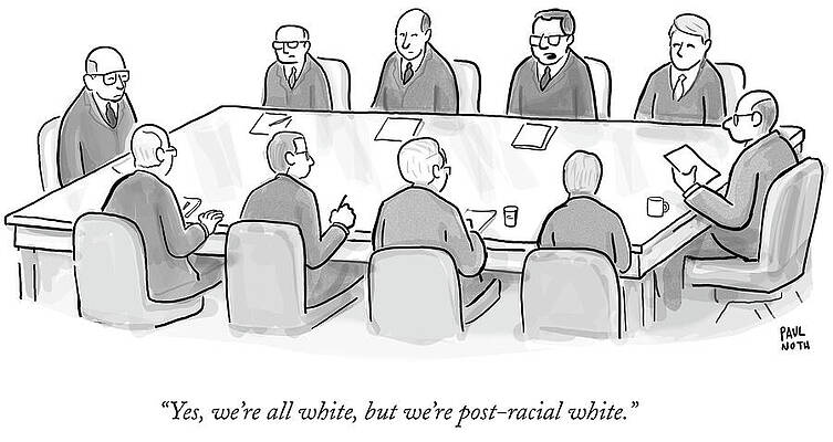 Wall Art - Drawing - Yes, We're All White, But We're Post-racial White by Paul Noth