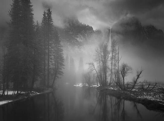 Wall Art - Photograph - Yosemite Falls In Fog by Aidong Ning