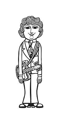 Wall Art - Drawing - Young Man with a Guitar by CSA Images