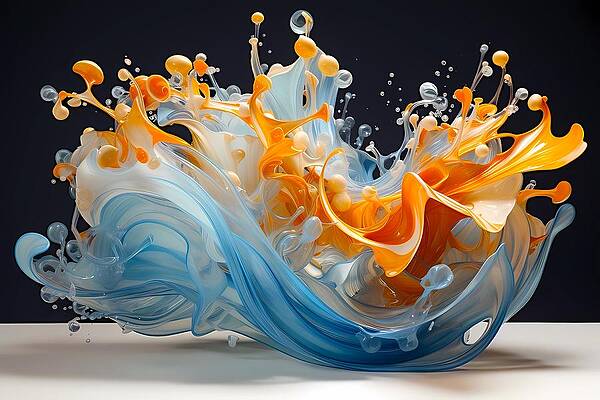 Wall Art - Digital Art - A surreal depiction of fluid motion, transforming everyday objects into liquid forms No 4 #1 by Andre Petrov
