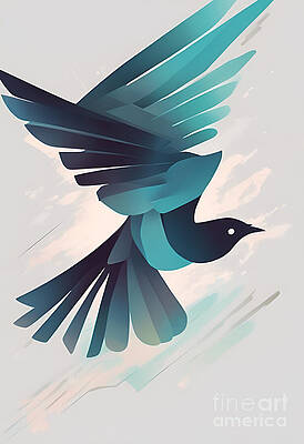 Wall Art - Digital Art - Abstract Bird in Flight #1 by Jeff Creation