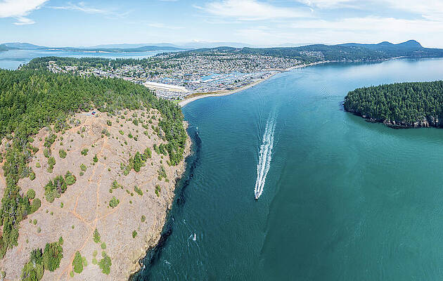 Aerial View of Coastal Town Photograph