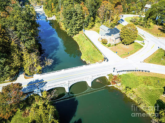 Wall Art - Photograph - Aerial view of the Proctor marble bridge in Proctor, Vermont #1 by Eric Killorin