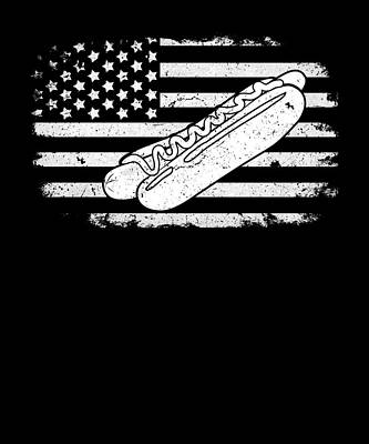 Wall Art - Drawing - American Flag Hot Dog USA Patriotic American July 4th Independence Day by Kanig Designs