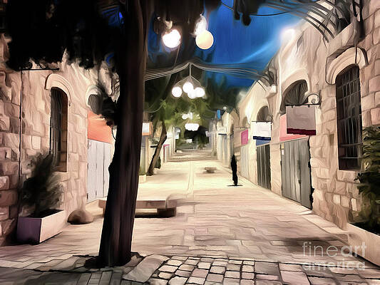 Wall Art - Mixed Media - Artist Colony Jerusalem Night 2 #1 by Joseph Anthony Quattromini