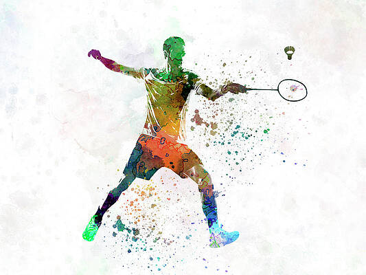Badminton player in watercolor by Pablo Romero Badminton player in watercolor by Pablo Romero