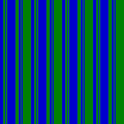 [ Thumbnail: Blue and Green Colored Pattern of Stripes Fleece Blanket ]