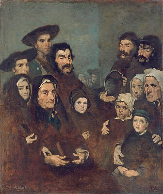 Breton Fishermen and Their Families Print by Augustin Theodule Ribot