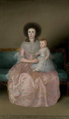 Condesa de Altamira and Her Daughter, Maria Agustina Print by Francisco Goya