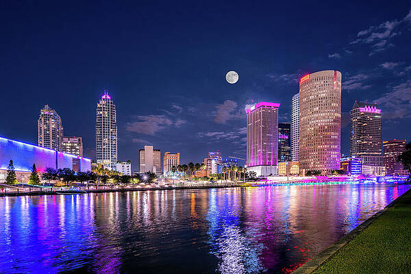 Full Moon Over Downtown Tampa by Lance Raab Photography Full Moon Over Downtown Tampa by Lance Raab Photography