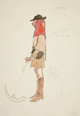 Wall Art - Painting - Gardener, costume sketch for Henry Irvings Planned Production of King Richard II #1 by Edwin Austin Abbey