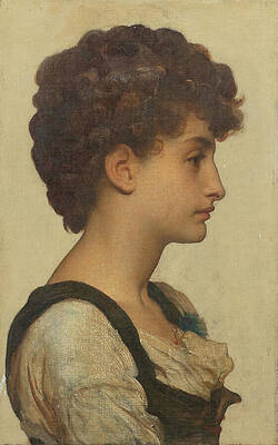 Wall Art - Mixed Media - Head of a Girl #1 by Frederic Leighton