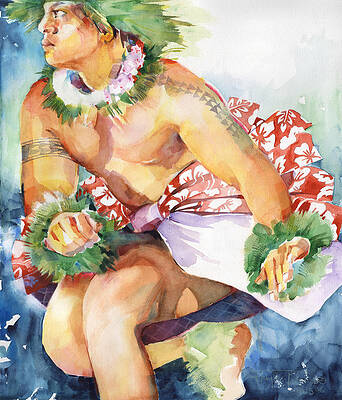 Fish Gifts (Hawaiian Kane Men with Fish on Beach) - Original Oil Painting  Hawaii - Maui Hands