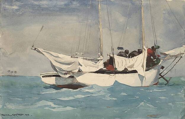 Key West, Hauling Anchor Print by Winslow Homer
