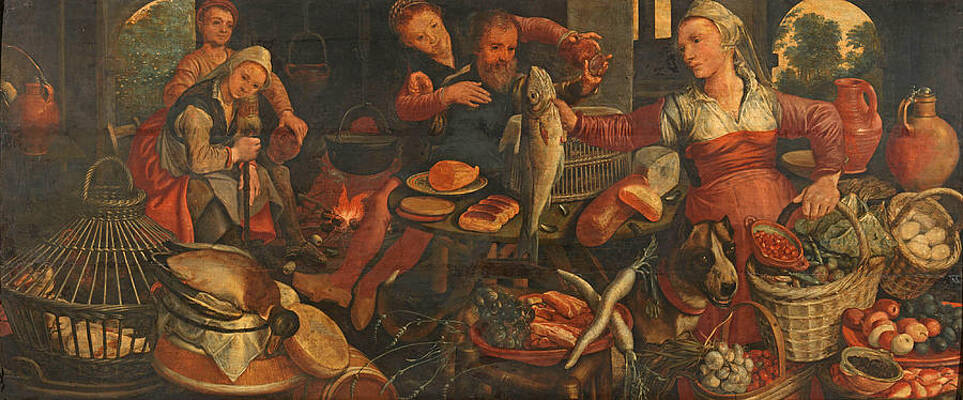 Kitchen scene Print by Pieter Aertsen