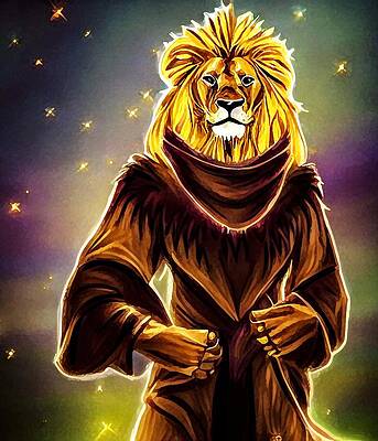  Digital Art - Lion Light Wizard  #1 by Adrien Efren