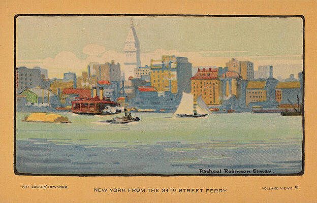 New York From The 34th Street Ferry Print by Rachael Robinson Elmer