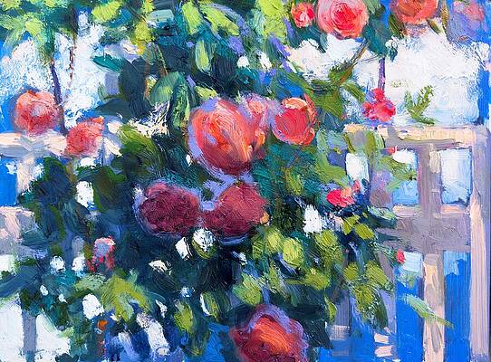 Wall Art - Painting - Roses and Summer Sky, 3rd piece #1 by Khanlar Asadullayev