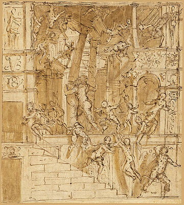 Samson Destroying the Temple Print by Lattanzio Gambara